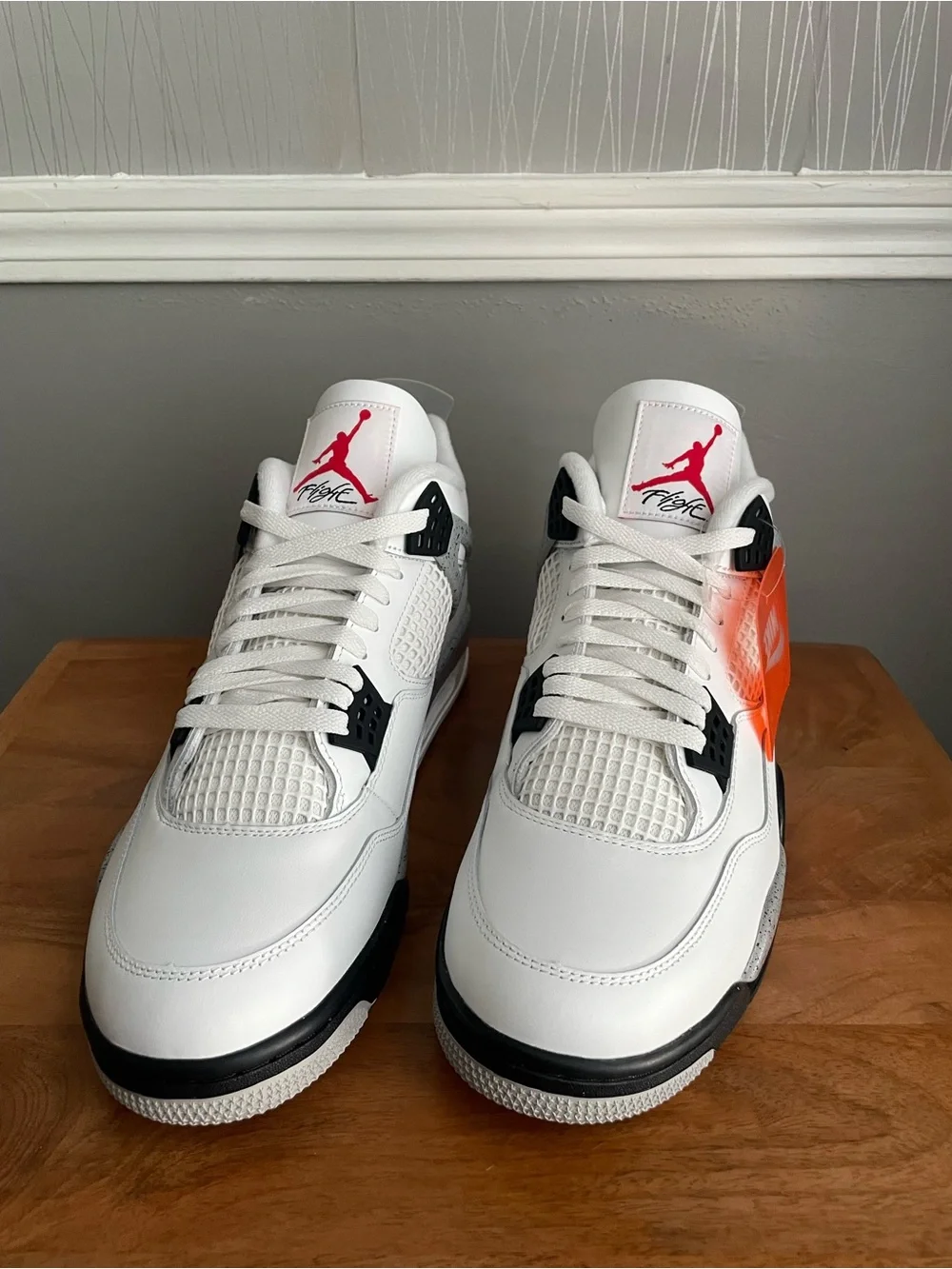 Nike Air Jordan 4 Retro White Cement Summit White Fire Red Men’s Size 13 FV5029-